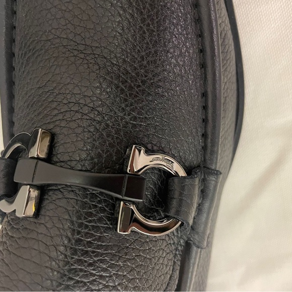 Salvatore Ferragamo Grandioso Pebbled Men’s Shoe Loafer Ganci bit Black 8 - Picture 9 of 9